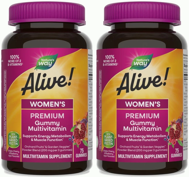 네이쳐스웨이 얼라이브! 우먼스 프리미엄 멀티비타민 구미, 75개입, 2개, 75정 - 쿠팡