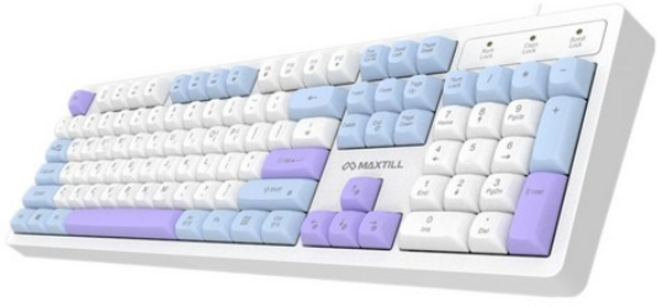 맥스틸 멤브레인 3컬러 키캡 RGB USB 유선 일반형 키보드, BLUE+WHITE 컬러, GM-KM1U, 제조사축