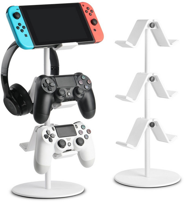 쓰임새 3단 게임패드 컨트롤러 거치대 헤드셋 링피트 듀얼센스, 1개, 화이트, 3단 컨트롤러 거치대