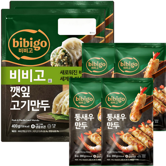 비비고만두(통새우만두 200g 4+깻잎고기만두 400g 2)