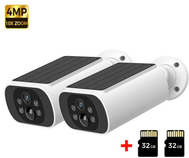 자동녹화 홈캠 ALEVIO 2.5K 태양광 CCTV 무선 실외 2.4G5G WIFI 초장시간 대기 PIR 스마트 조명 컬러 나이트 비전 AI 감지 배터리, 2PCS White n 32G