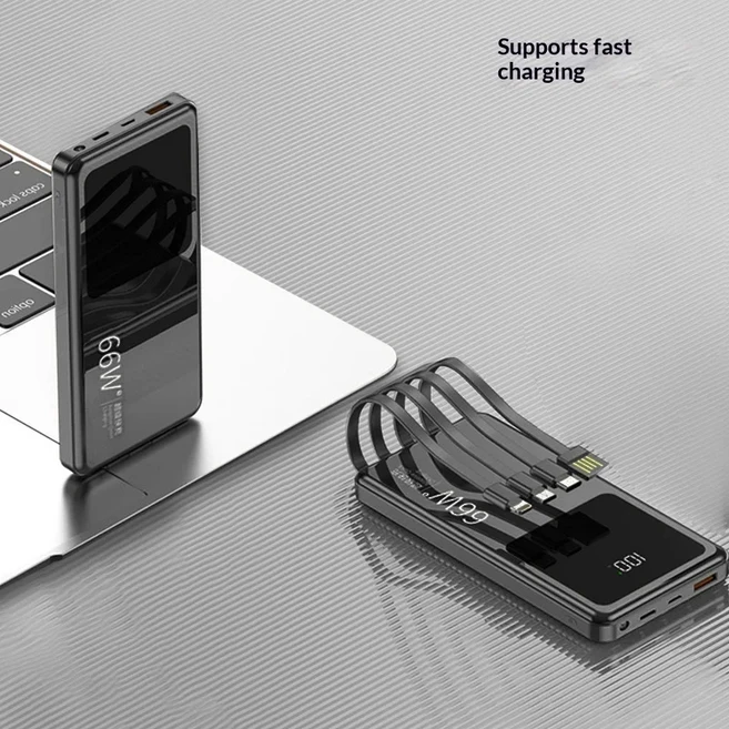 M99 66w 초고속 충전 보조 배터리 20000/30000/40000mAh 내장 4개 케이블 휴대용 3C, 01 Mysterious Black, 01 40000mAh (4만mAh)