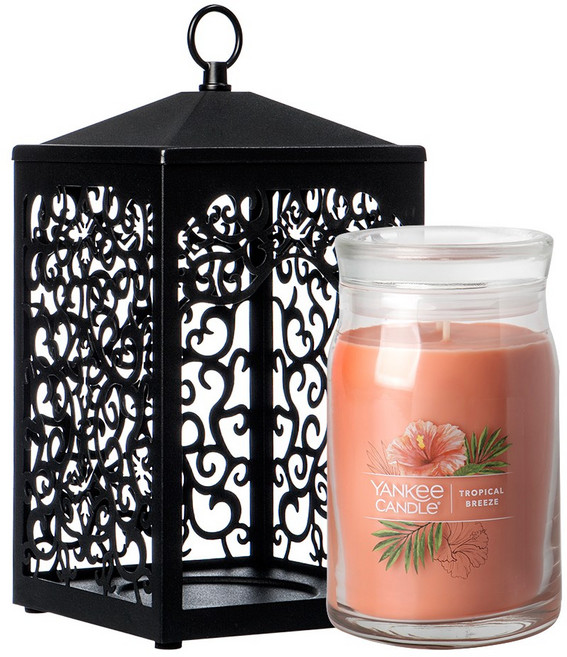 양키캔들 시그니처 라지 향초 스크롤 캔들워머 세트, 01 블랙, 05 프랄린 앤 버치