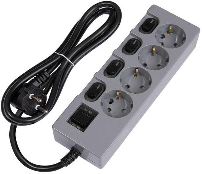 스윗홈 개별스위치 멀티탭 4구 접지형 절전형 16A, 1.5m, 1개, 개별스위치 4구 그레이