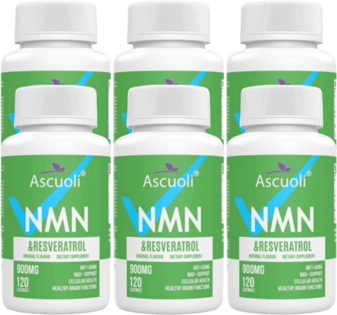 Ascuoli NMN 아스쿠올리 엔엠엔 NMN 트렌스 레스베라트롤 900mg, 6개, 120정 - 쿠팡