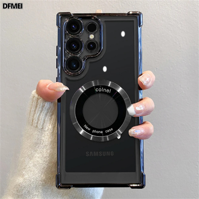 DFMEI 磁吸氣囊電鍍透明放大鏡手機殼保護套
