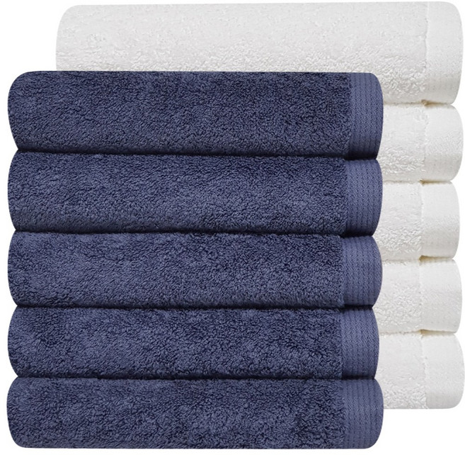 다주타올 10장 두꺼운 호텔수건 40수 코마사 200g, 클래식블루, 화이트, 10개