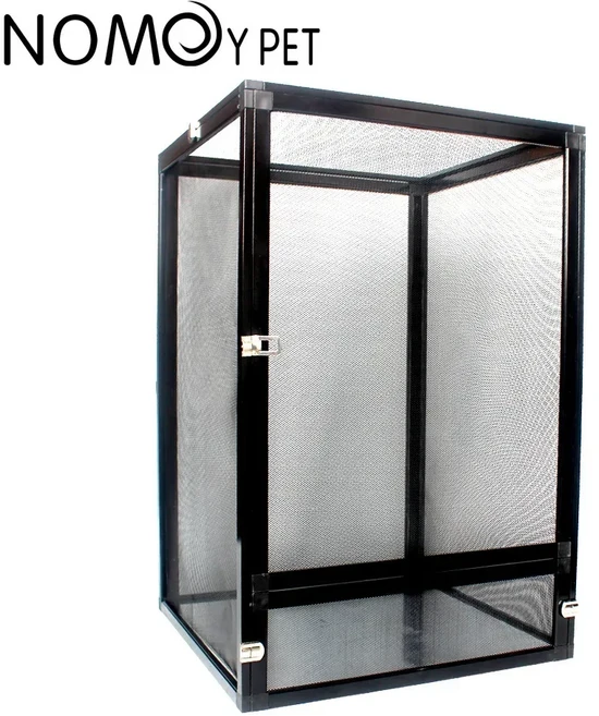 파충류 사육장 케이지 열대 우림 서식지 탱크 도마뱀 카멜레온을 위한 스크린 환기 기능이 있는 알루미늄 테라리움 사육, 옵션02) Black Mini, 1개