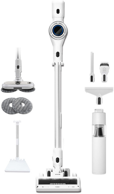 최신형 차이슨 무선 스틱 청소기 BLDC 진공청소기 + 물걸레 키트 + 평생AS, 1개, V25000, 화이트