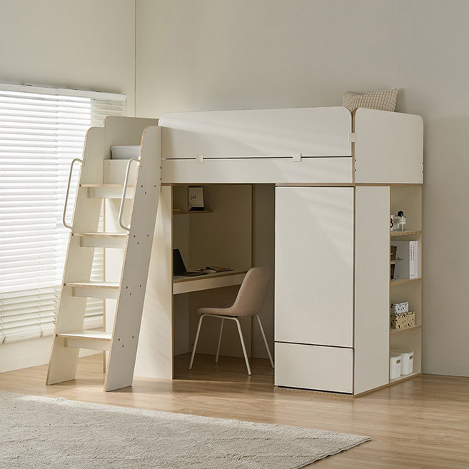 삼익가구 빅 네스트 벙커 이층 침대+옷장/책장+책상 세트, 침대+책장+책상 (매트제외)_화이트