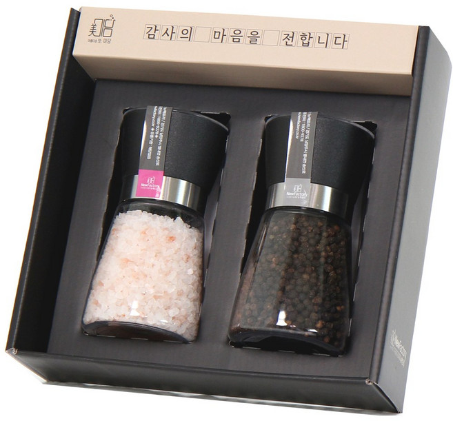 미담 뉴팩토리 히말라야핑크솔트 통후추 그라인더세트 결혼 조문 장례답례품, 7호 핑크솔트+통후추 그라인더(M), 1개