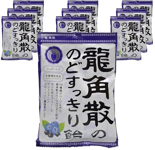 龍角散 黑醋栗藍莓口味潤喉糖, 10袋, 75g