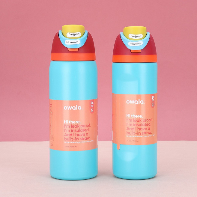 오왈라 owala 스테인레스 스틸 진공 보온병 물병 음료 용기 물병 텀블러 보온 머그잔, 1개, 710ml, 푸른 색