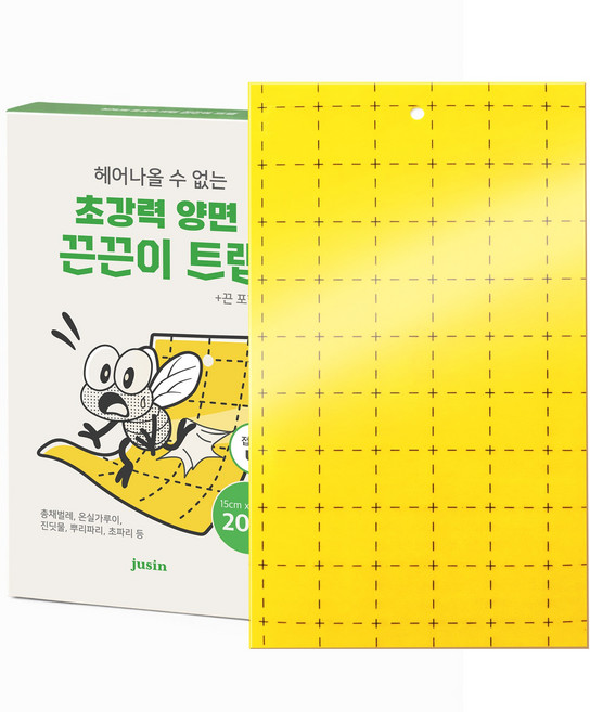 주신기업 초강력 양면 끈끈이 트랩 초파리 날파리 뿌리파리, 1개, 20개입