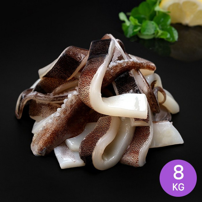 [마칸] 국내산 냉동 오징어채 8kg 1박스 (800g x 10팩) 업소용 식당용 도매용 IQF 개별급속냉동, 단품