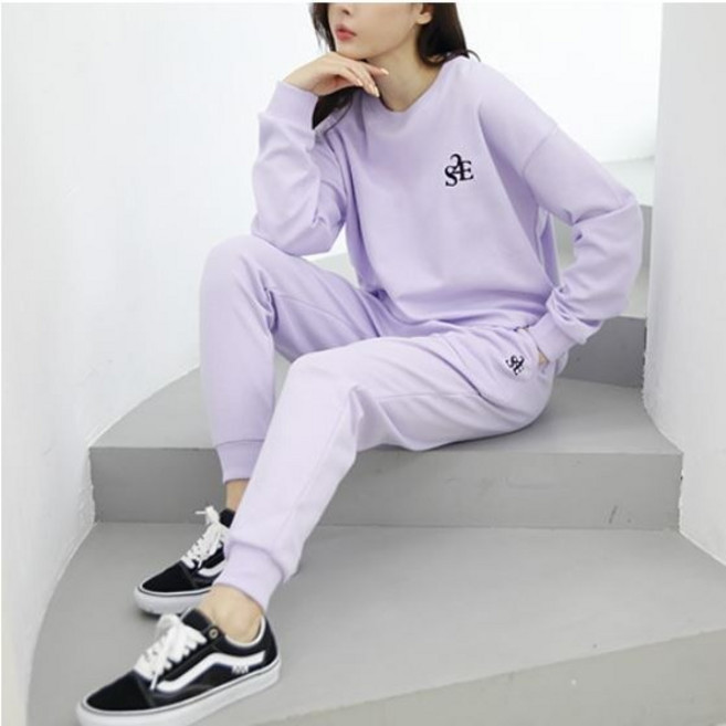 순이야 J.여성 봄 가을 자수로고 컬러 조거 트레이닝세트