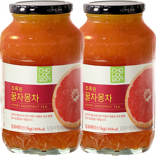 자몽차 과일차 홈카페 음용 달콤 상큼한 느낌 차 1Kg 2병, 1세트