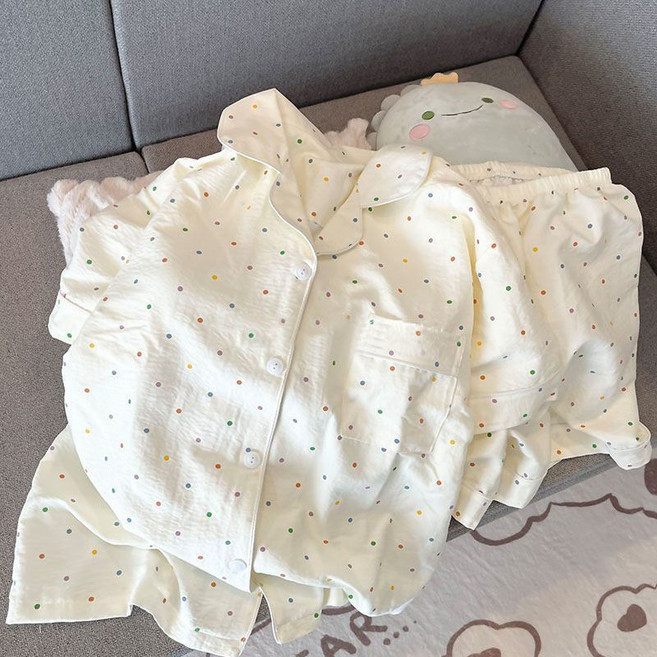 리바시안 여름 시원한 반팔 반바지 홈웨어 잠옷 파자마 세트