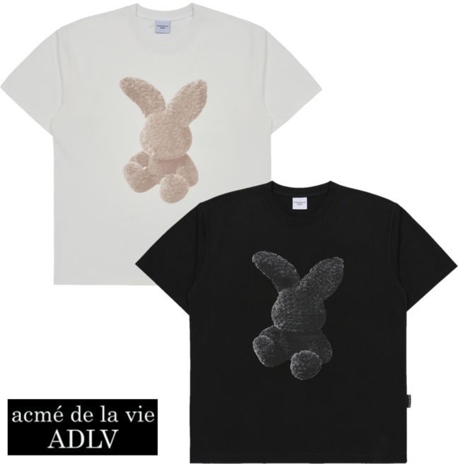 아크메드라비 남여공용 반팔티 퍼지 레빗 오버핏 반팔 티셔츠