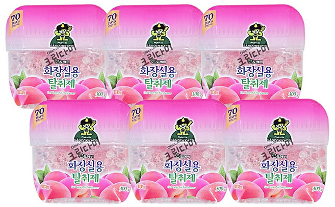 산도깨비 화장실용 탈취제 피치향, 300g, 6개