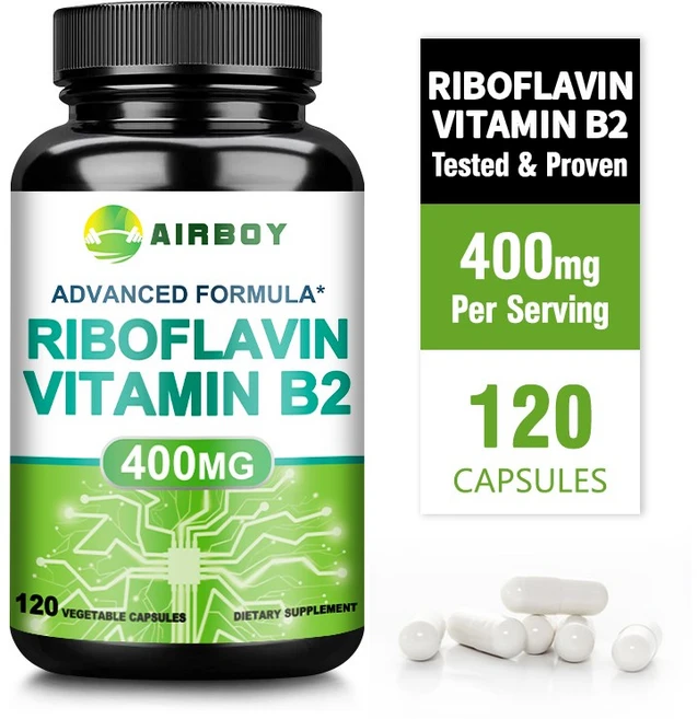 리보플라빈 비타민 B2 400mg 캡슐 120개 - 에너지 지원 글루텐 프리 비유전자변형, 1개, 60정 - 쿠팡
