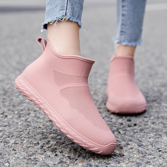 여성용 숏 레인부츠 외출용 플랫 방수 패션 스타일