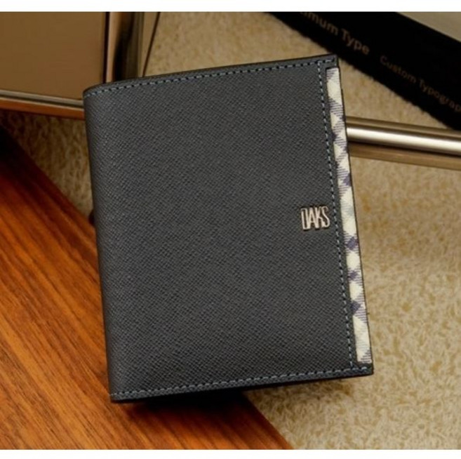 [닥스 정품] [백화점선물포장] 네이비 라인배색 소가죽 중지갑