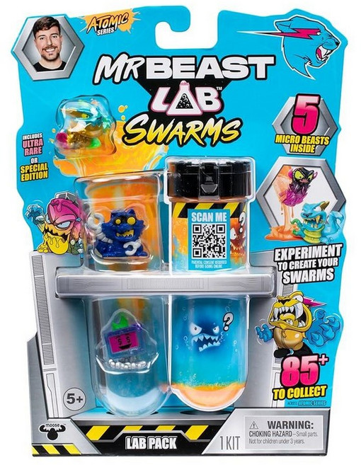 MrBeast Lab Swarms 시리즈 2 아토믹 12팩 나이트 프라이트 팬서 물 추가 튜브를 흔들어 12개 중 2개 2.5cm1인치 수집용 마이크로 비스트. 85+ 수집!, 5팩