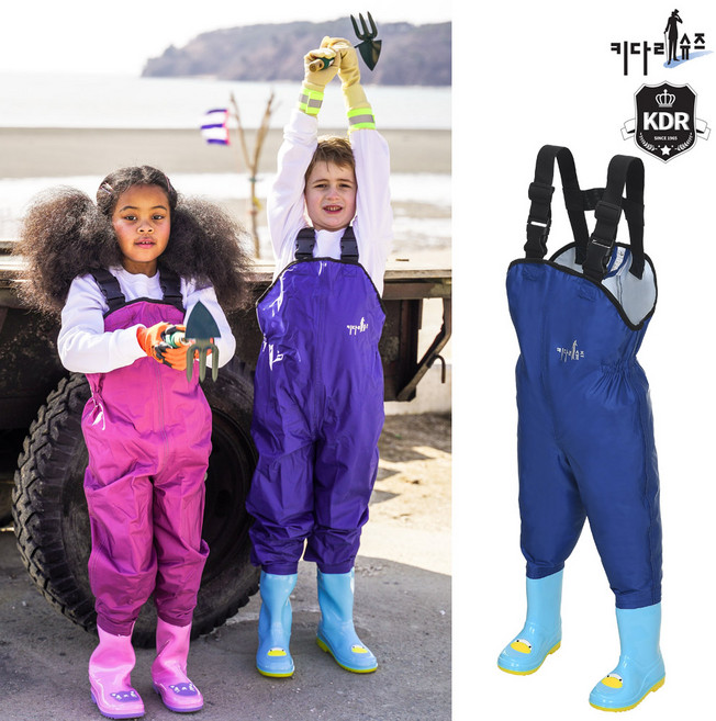 키즈 가슴장화 어린이 아동 바다 해루질 갯벌 멜빵장화 고급형 남아 KJ01C
