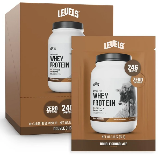 레벨스 목초 사육 유청 단백질 파우더 24G 더블 초콜릿 0.5kg 단백질보충제, Levels Nutrition 12회분(1개), 0.5 - 쿠팡