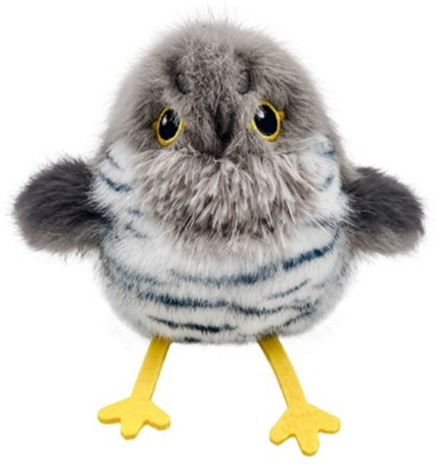 HLOMOM 可愛小鳥造型絨毛玩偶 逗貓玩具 觸感仿真, 灰色, 1個