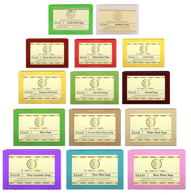 인도 Khadi Natural 카디 천연 수제 허브비누 콤보 천연비누 선물세트 에센셜 오일이 풍부 각 125G 10개팩, 모듬믹스, 125g(10팩) - 쿠팡