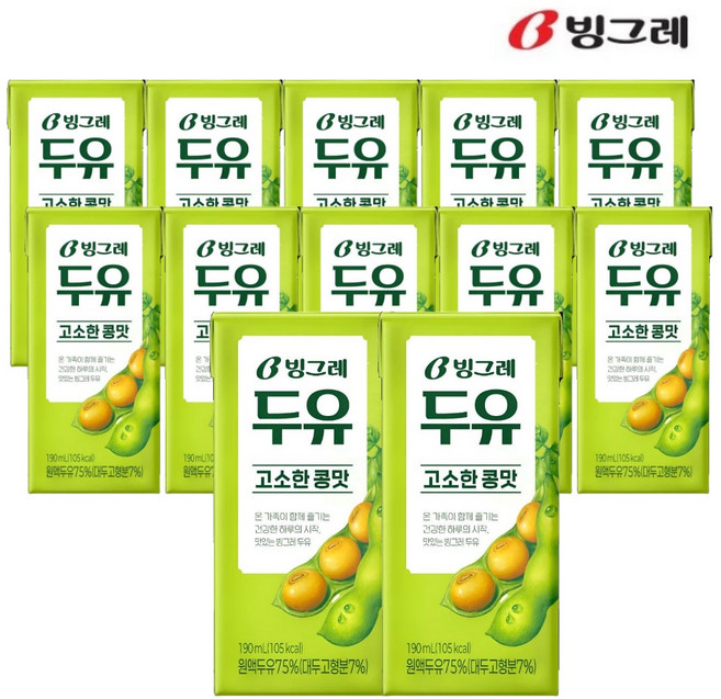 빙그레두유 고소한콩맛, 12개, 190ml