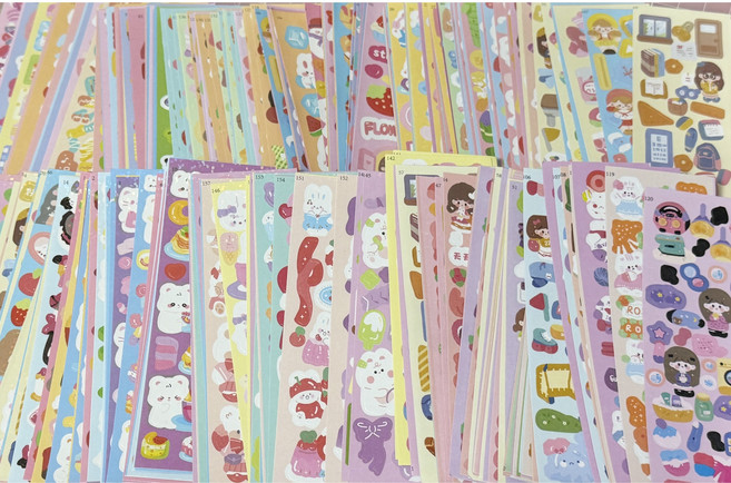 [얌이문구판매소] 200장 씰스티커 떼어쓰는스티커 대용량스티커 다이어리꾸미기 다꾸 인스랜덤박스, 1개, 200매