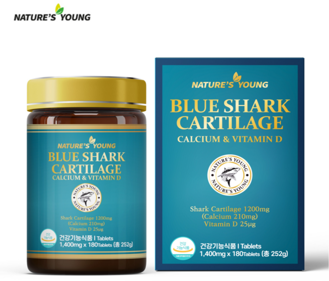 네이쳐스영 호주 청새리상어연골 칼슘 비타민D 1400mg 180정 사은품증정, 1개