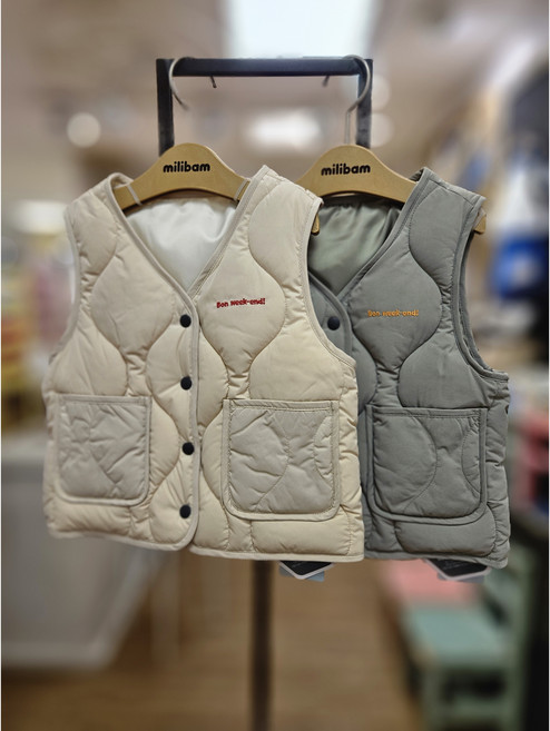 밀리밤[동아쇼핑점]25가을신상!!@@활용도 좋은 조끼@기본 스타일@@남아 여아데일리룩@코디하기 좋은@@라이트 경량 조끼