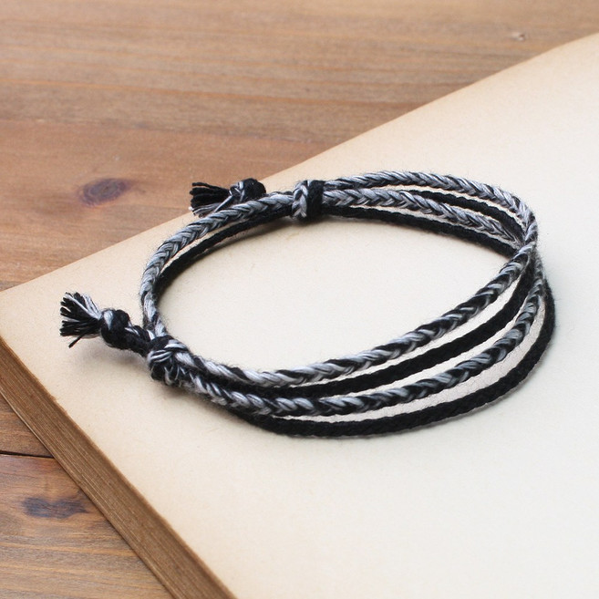 2가지 소원팔찌 커플 우정 학생 단체 실팔찌 매듭팔찌 레이어드