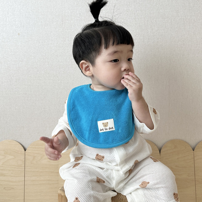 돗투돗 마카롱 양면 테리빕 턱받이, 1개, 1개입, 돗꼼(코발트블루)