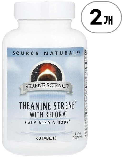소스 내추럴스 세린 사이언스 테아닌 세린 (렐로라 포함) Source Naturals Serene Science® Theanine Serene® with Relora® 60정, 2개 - 쿠팡