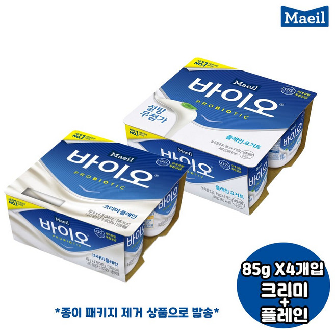 매일 바이오 85g 혼합 8개 냉장무/배/플레인4개+크리미4개/프로바이오틱스/우리집 영양간식
