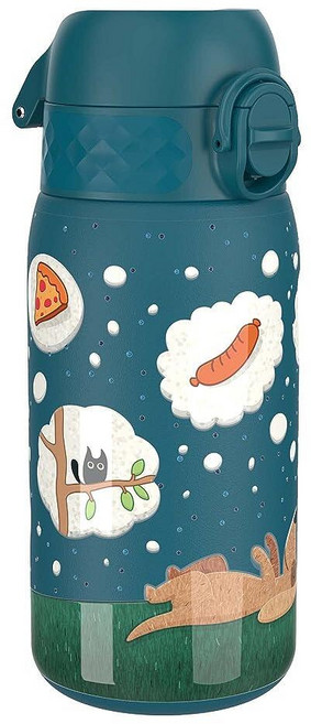 Ion8 아동용 물병 스틸 400ml/13온스 누출 방지 쉬운 개봉 안전한 잠금 식기 세척기 사용 가능 플립 커버 운반 손잡이 세척 내구성 긁힘 돌출된 프린트, Ion8 아동용 물병, 스틸 400ml/13온스, 누출