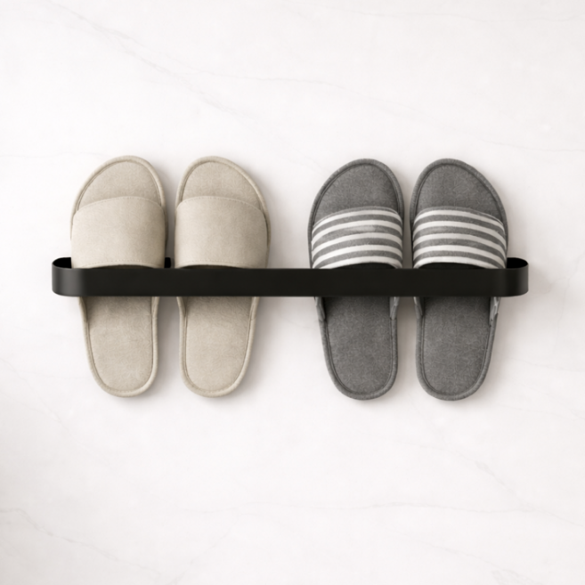 홈플로우 무타공 다용도 실내화 거치대, 블랙, 1개