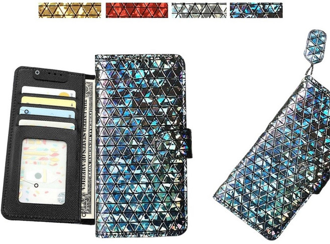 갤럭시 S26울트라 케이스 SM-S948N 천연 소가죽 일루레이션 (빛 반사 반짝이 프리즘) 카드 지폐 수납 자석 지갑