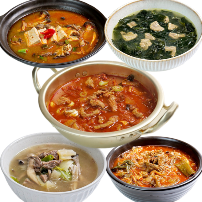 남선생홈푸드 국 찌개 밀키트 5팩(10인분) 김치찌개 미역국 소고기무국 된장찌개 육개장 5종 세트, 5개, 400g