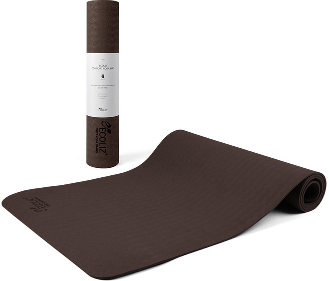 에코리즈 뉴컴포트 원톤 6mm 요가매트 + 스트랩, 다크소일 브라운, 1개