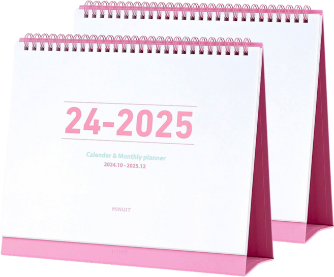 미뉴잇 2025 캘린더 앤 플래너 2개 세트, 핑크 × 2개