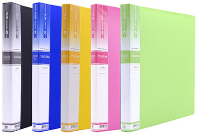 클리어화일인덱스 A4/40매 5개(분홍/노랑/연두/청색/흑색/각1개씩)