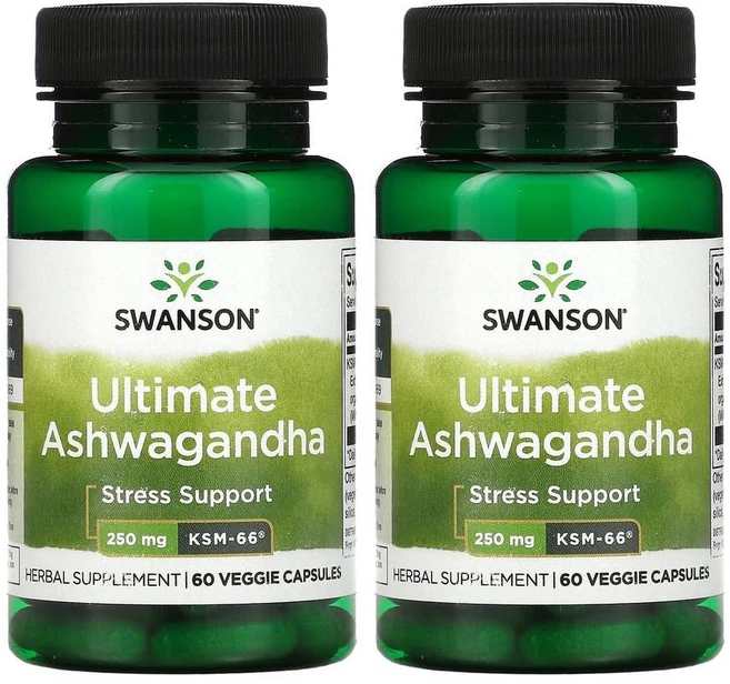 Swanson 스완슨 얼티밋 아슈와간다 아쉬와간다 250mg 베지 캡슐 60정 2통 - 쿠팡
