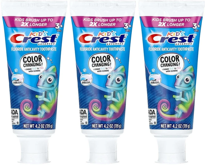 특별한효과 Crest 어린이용 어드밴스드 불소 함유 충치 예방 치약 만 3세 이상 버블검 튜브 3개 개당 119g(4.2oz) 곧일시품절됩니다, Crest어린이용어드밴스드불소함유충치예방치약만3세이상버 - 쿠팡