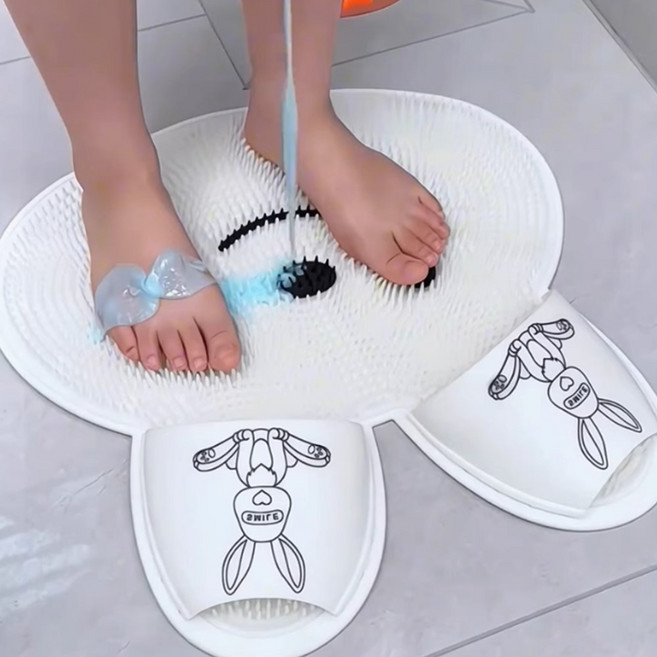 발닦기 토끼 발씻는매트 발각질제거 신발 세족 브러쉬, 그레이